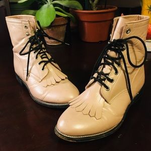 Light Pink Justin Roper Lace-up Boots